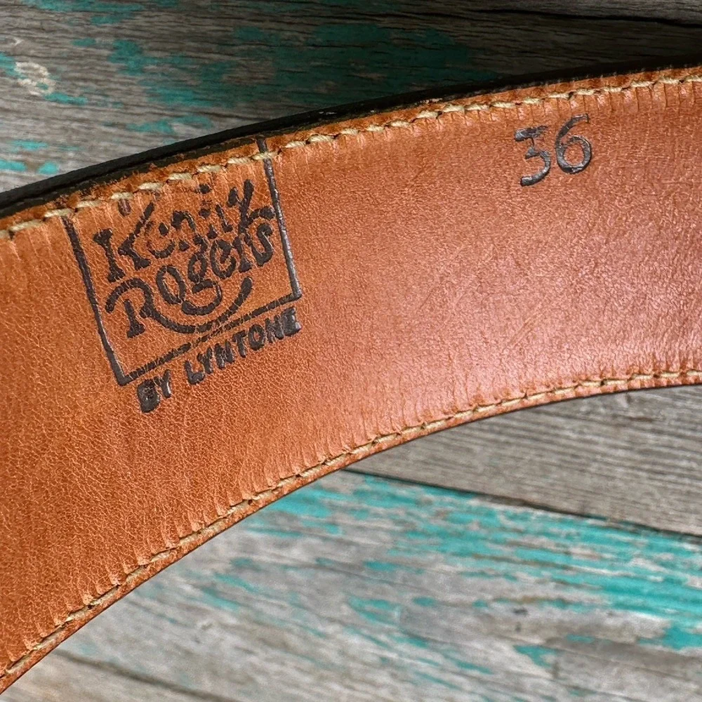VTG Kenny Rogers Lizard Leather Belt Men‎ 33-37 Inch Montana Silversmiths Buckle